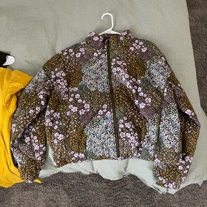floral puffer zip up